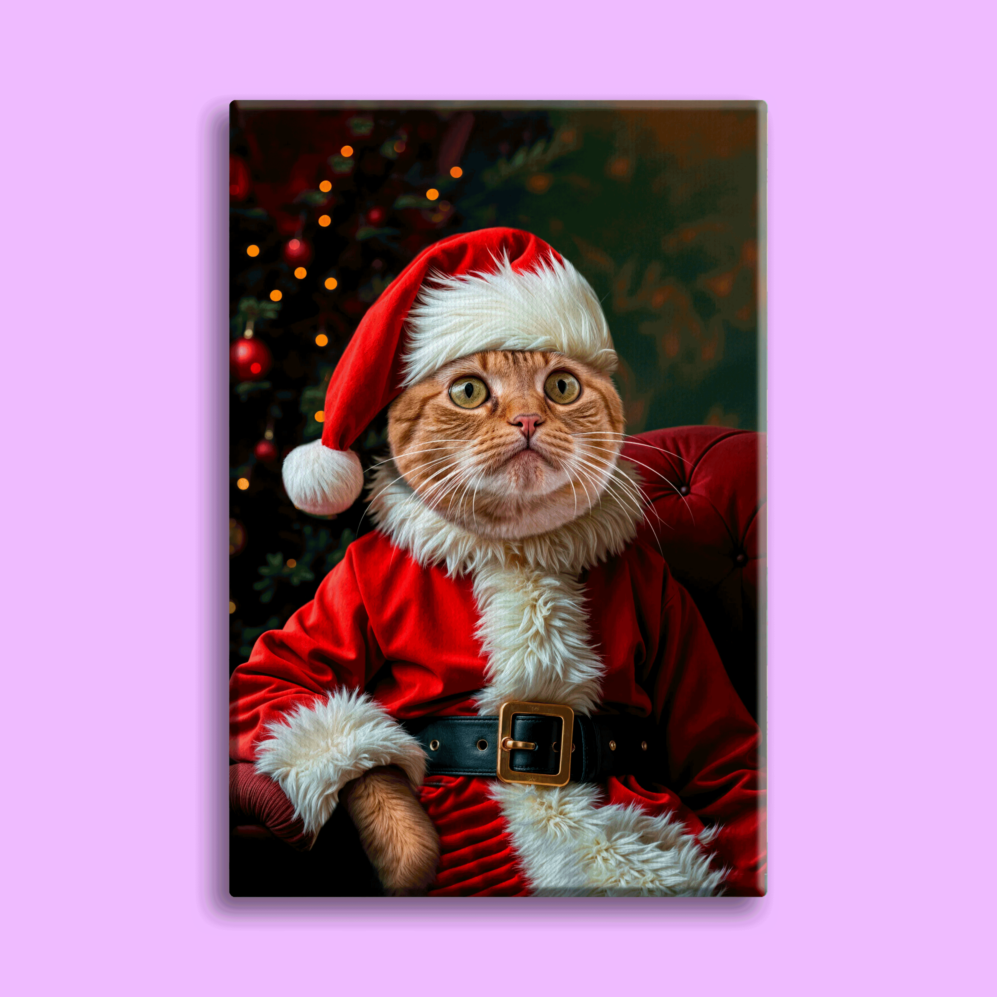 Santa Pet Christmas Portrait – Festive Custom Pet Art